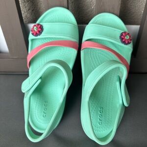 Crocs Kids Mint Green and Pink Sandals